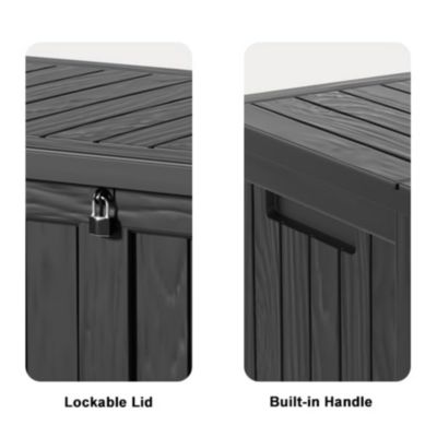 150 Gallon Patio Waterproof Resin Deck Box Lockable Outdoor Storage Garden Tools