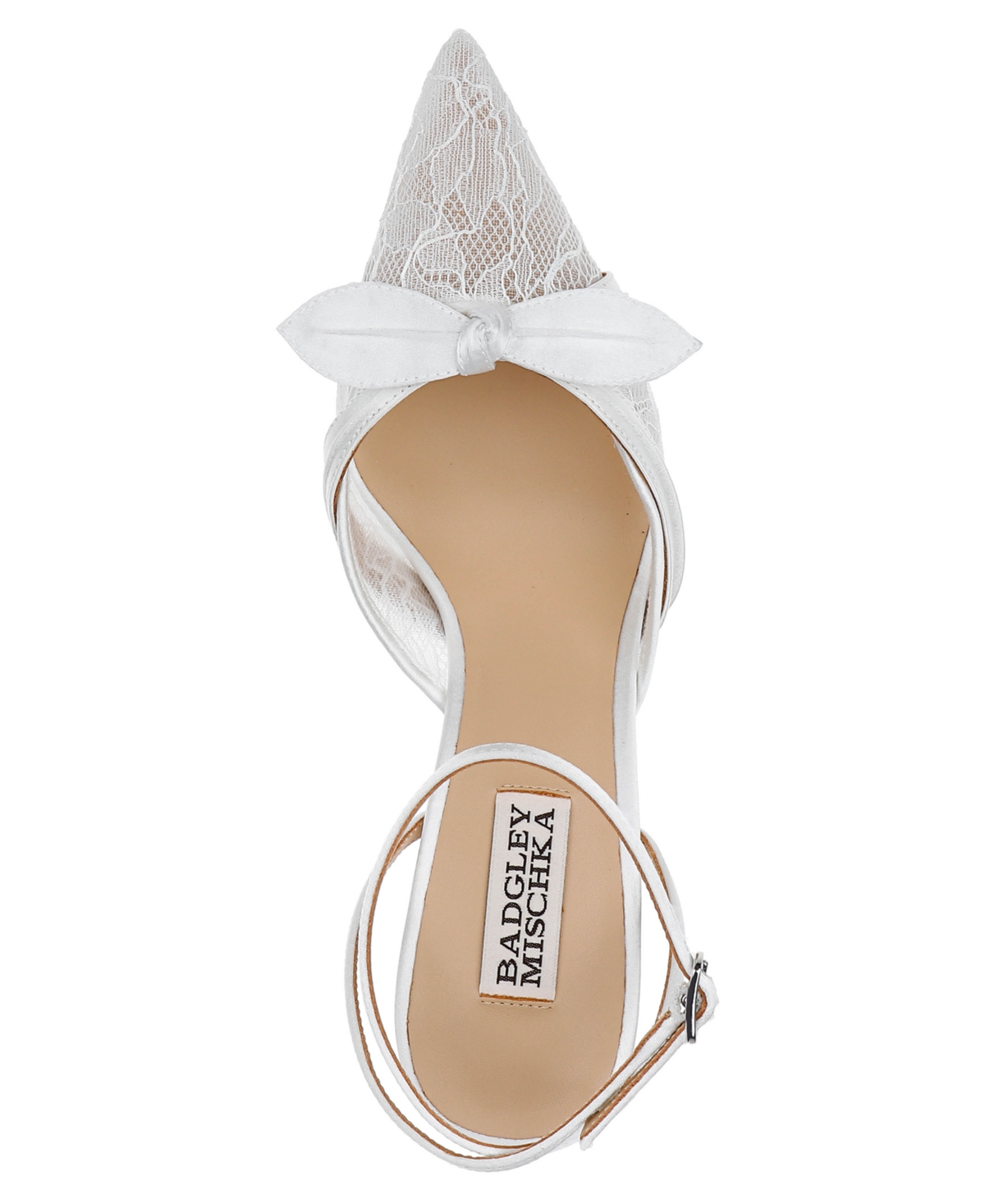 Badgley Mischka Collection Josie Ankle Strap Pointed Toe Pump In White