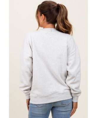 Heather Grey Fleece Crew Neck Relaxed Fit Maternity Sweatshirt