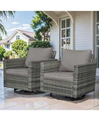U-Frame 2-Piece Swivel Glider Wicker Outdoor Rocking Chair with Olefin Cushions
