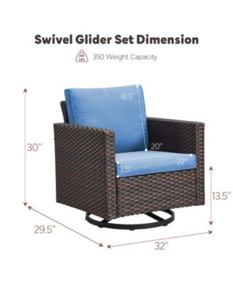 U-Frame 2-Piece Swivel Glider Wicker Outdoor Rocking Chair with Olefin Cushions