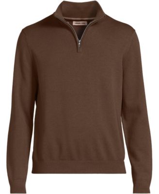Men's Long Sleeve Fine Gauge Cotton Quarter Zip Sweater