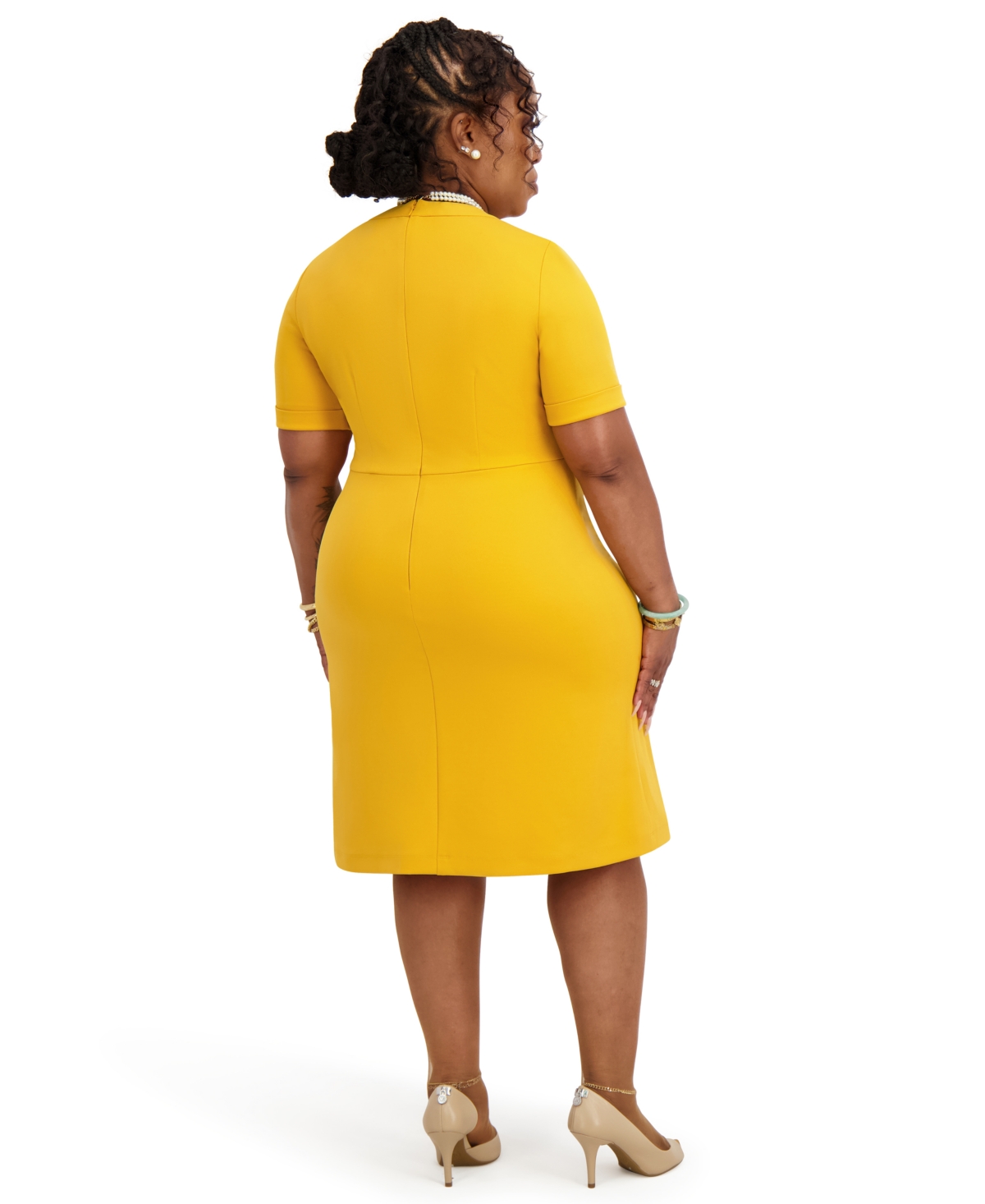 Kasper Women's Short Sleeve Crewneck Dress In Yellow