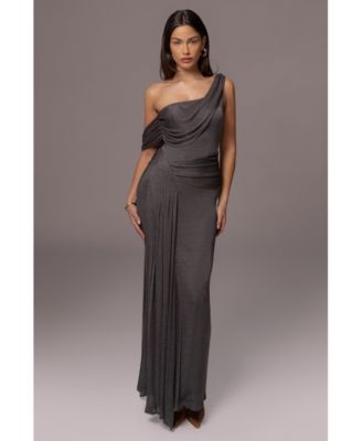Draped Metallic Maxi Dress