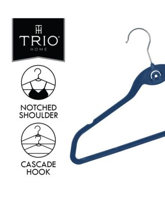 50PK Heavy Duty Velvet Hangers with Cascade Hook, 360 Degree Rotatable Hook Navy