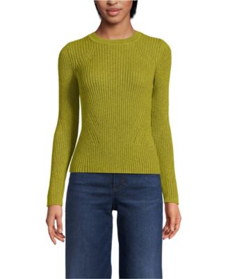 Women's Cotton Blend Marl Ribbed Crew Neck Sweater