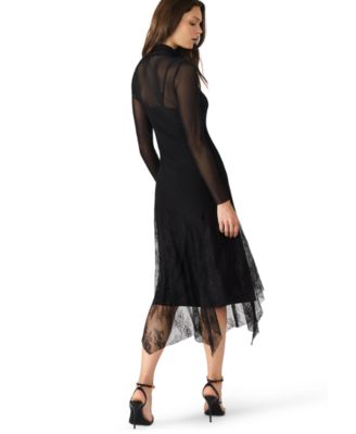 Women's Silas Mock Neck Mesh Midi Dress