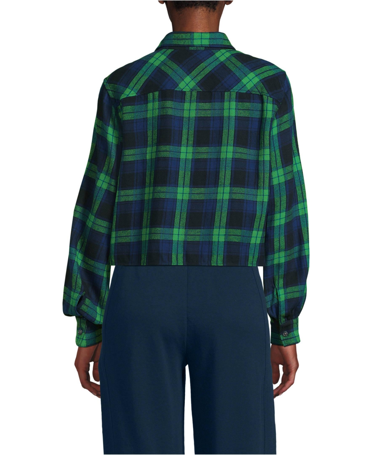 Lands' End Women's Cropped Flannel Shirt