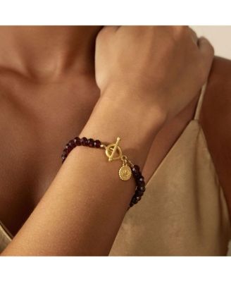 Garnet lotus toggle bracelet