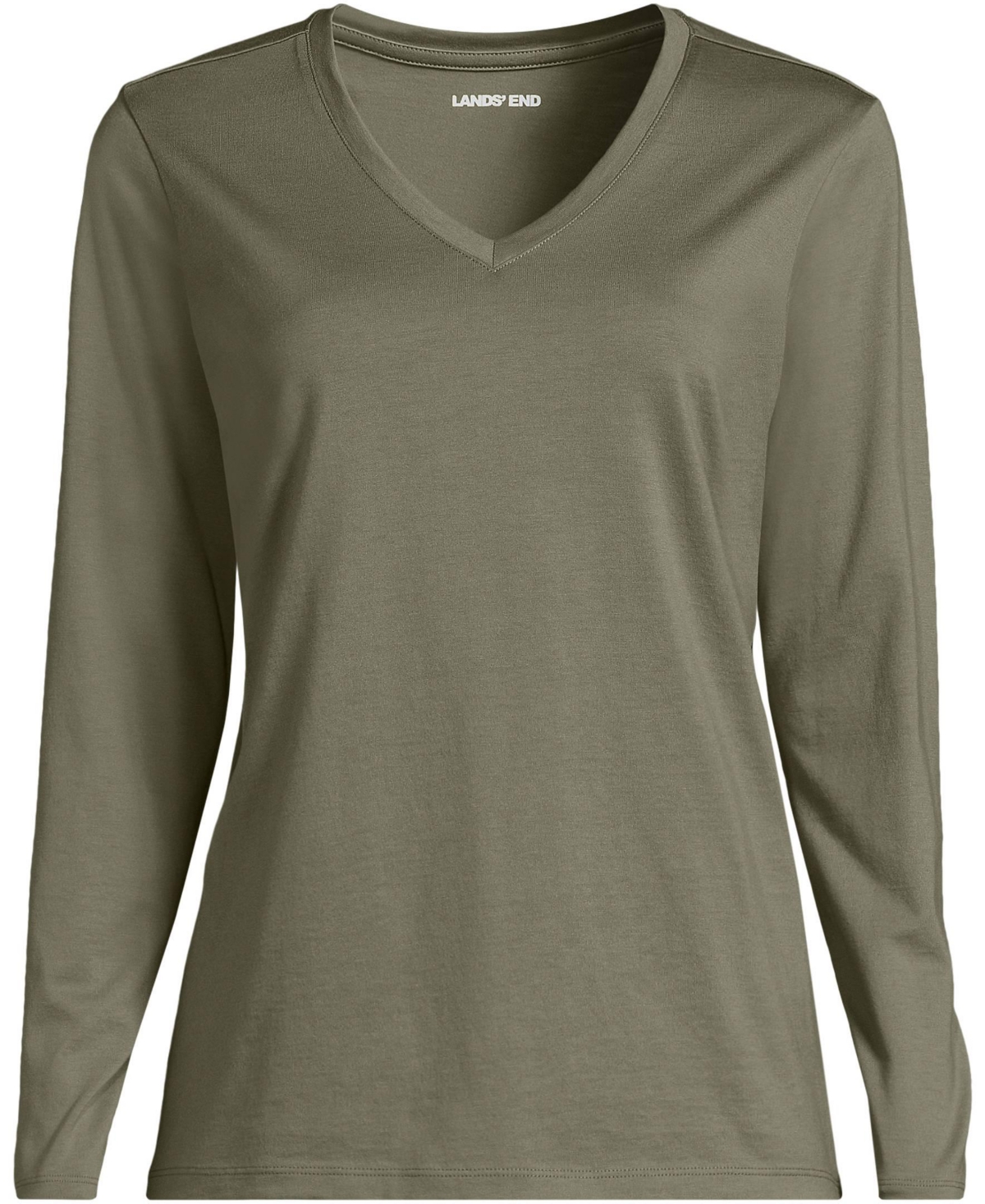 Lands' End Women's Relaxed Supima Cotton Long Sleeve V-Neck T-Shirt