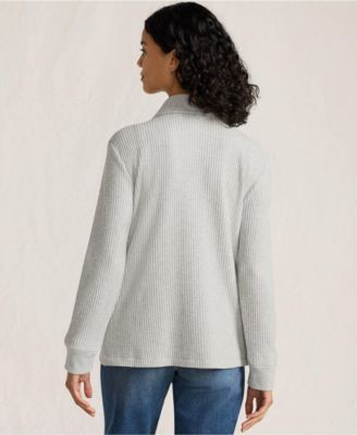 Women's Long Sleeve Waffle Collared Shacket