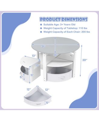 5 Piece Kids Play Table and Chairs Set Round Nesting Table Toddler Furniture