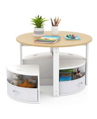 5 Piece Kids Play Table and Chairs Set Round Nesting Table Toddler Furniture