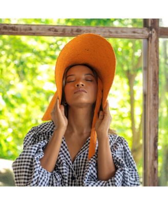 Lola Wide Brim Jute Straw Hat In Orange