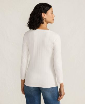 Women's 3/4 Sleeve Variegated Micro Rib Henley