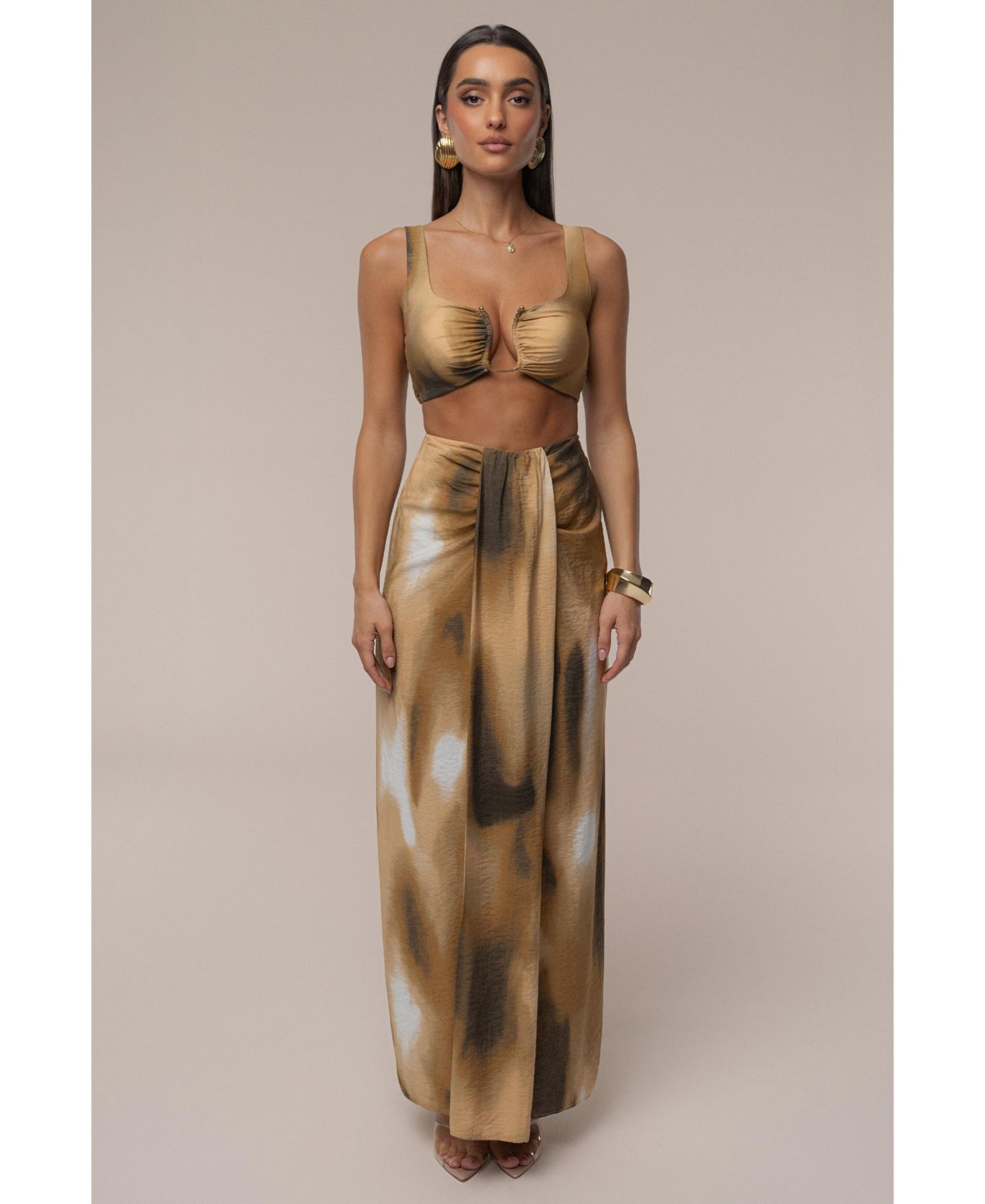 Женская юбка JLUXLABEL Flowing Elegance Maxi, цвет: Коричневый — фото 3