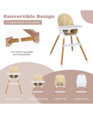 Baby 4-in-1 Convertible High Chair Feeding Chair w/Adjustable Tray