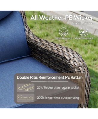 Crescent Outdoor 2-Person Wicker Glider Patio Swivel Chairs with Olefin 6 in. Thick Cushions