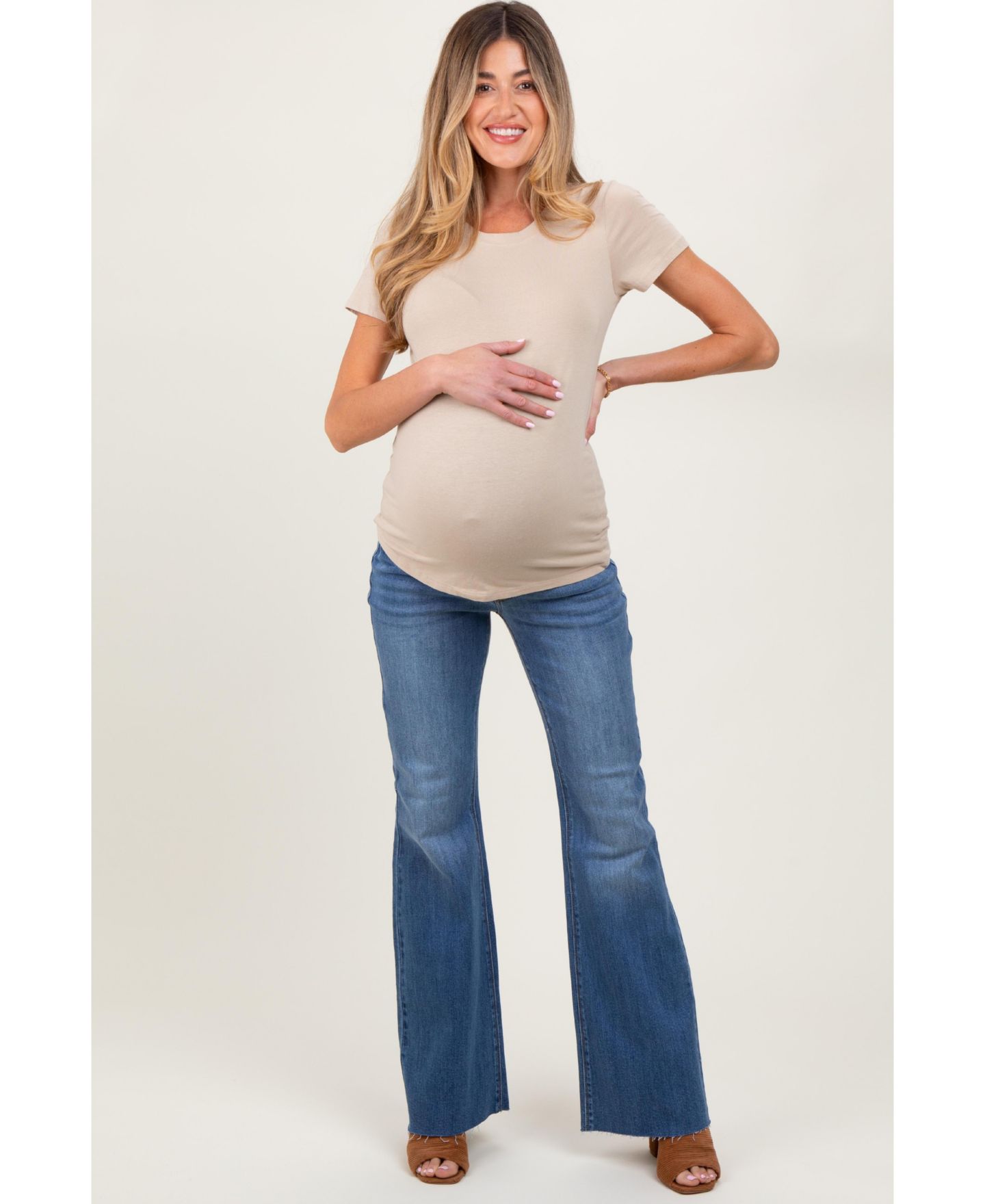 Женские джинсы Pinkblush Blue Raw Cut Hem Flare, цвет: Синий — фото 3
