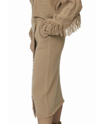 Central Park West Women's Elyse Fringe Assymetrical Midi Skirt