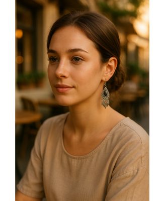 Black Cat's Eye Stone Boho Dangle Earrings for Women