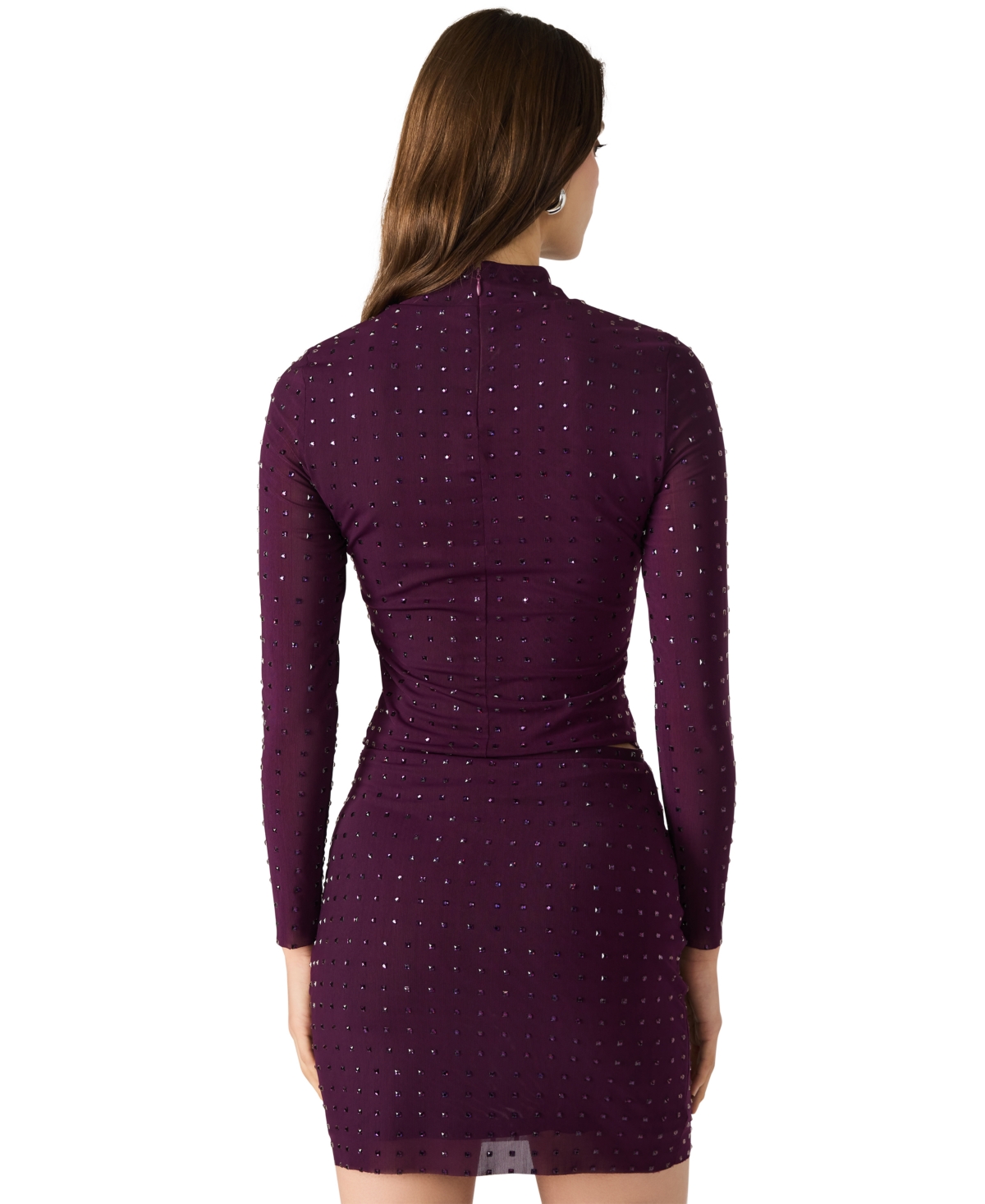 Steve Madden Women's Melvina Mock Neck Long Sleeve Top In Purple