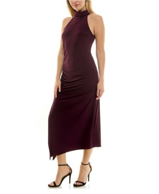 Women's Ruched Halter Neck Dress
