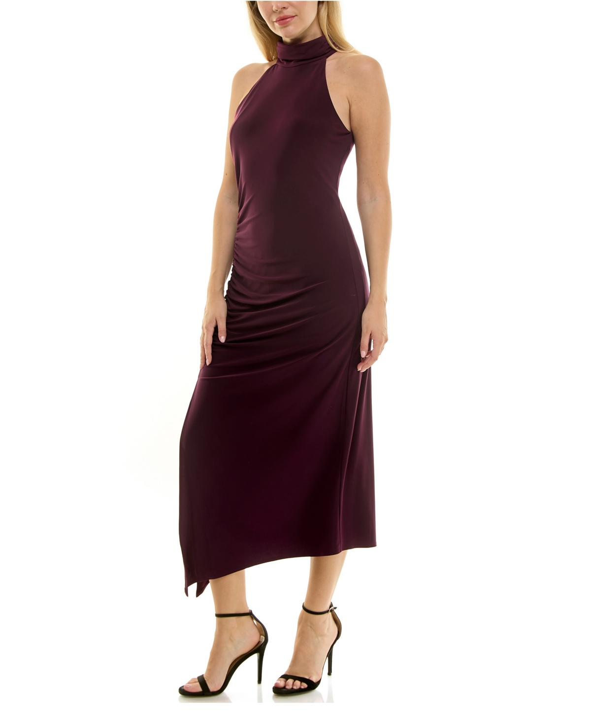 Taylor Women's Ruched Halter Neck Dress In Purple