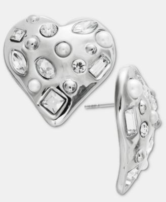 I.N.C. International Concepts - Crystal & Imitation Pearl Heart Drop Earrings