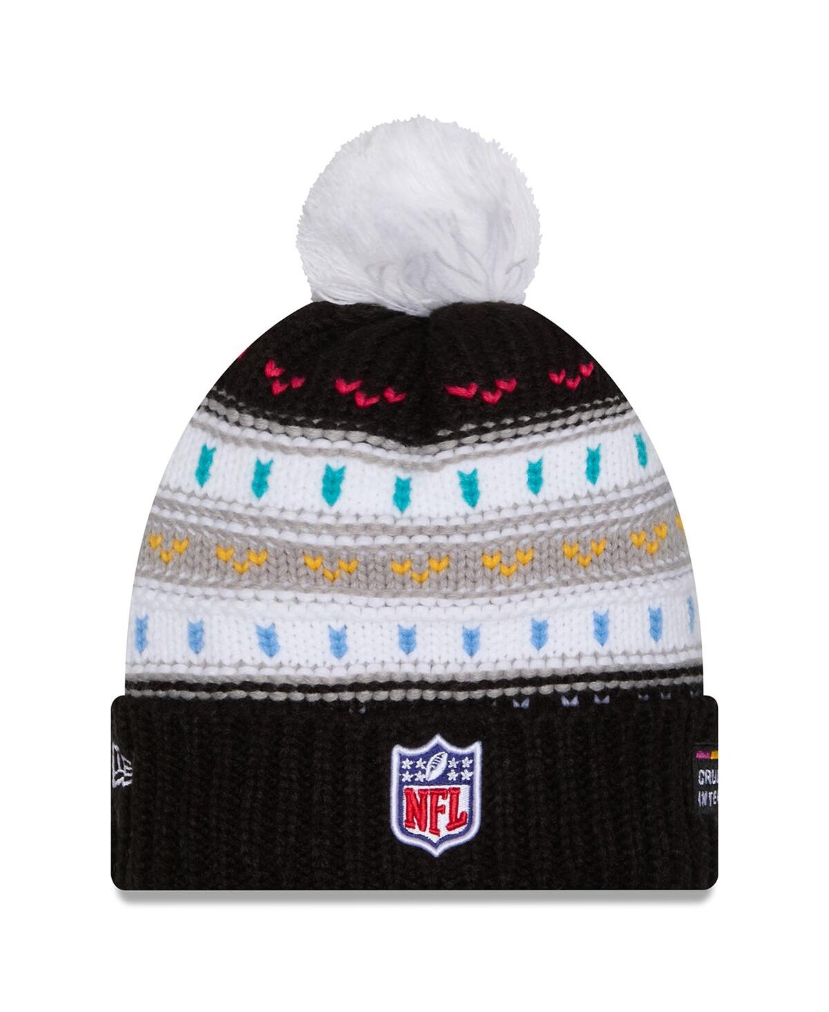 New Era Women's Black Philadelphia Eagles 2025 Nfl Crucial Catch Cuffed Knit with Pom Hat