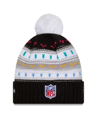 Women's Black Miami Dolphins 2025 NFL Crucial Catch Cuffed Knit with Pom Hat
