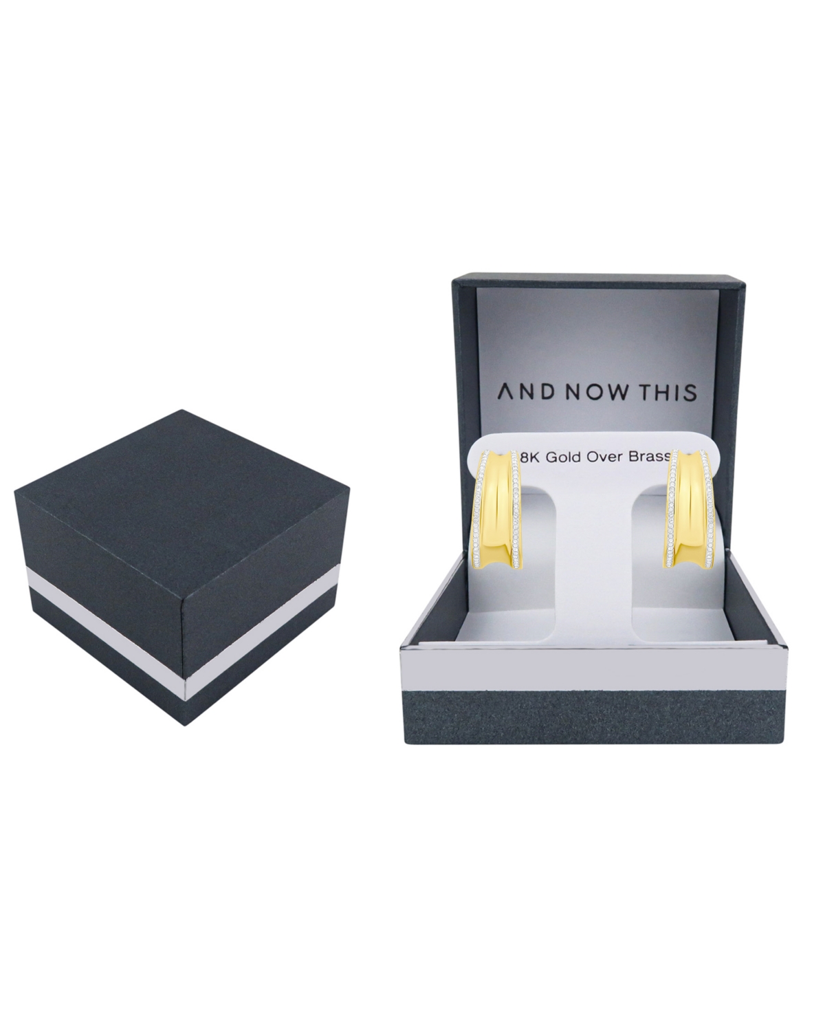 And Now This Crystal Stones Hoop Earrings In Gold