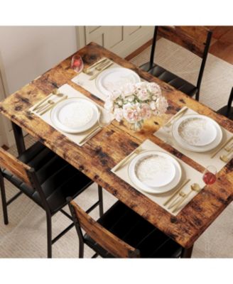 4 PC Wood high backrests and thick padded seats Dining Table Set