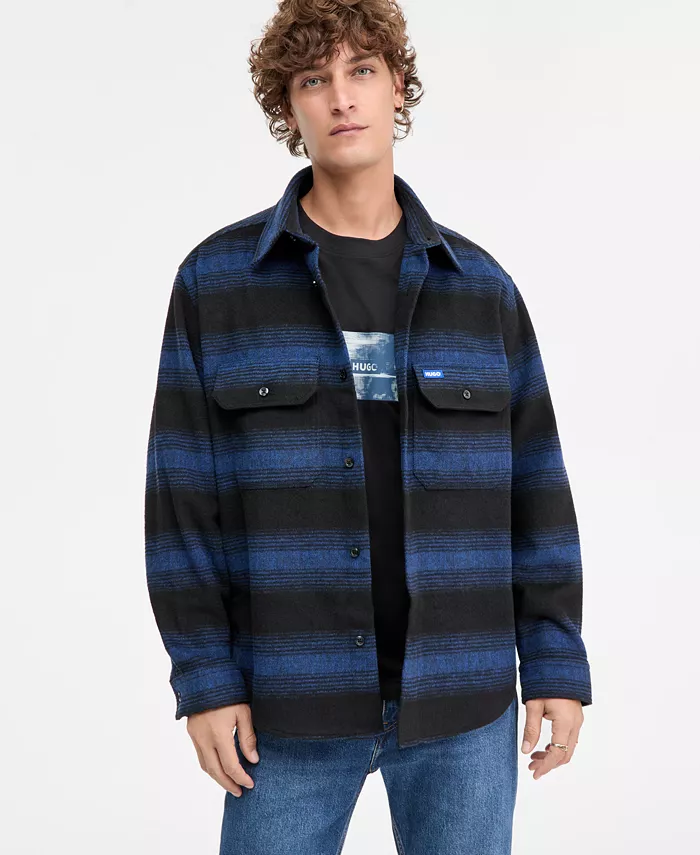 Men's Ebolt Striped Button-Front Shirt Jacket