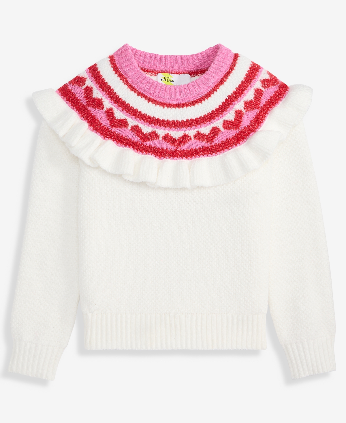 Epic Threads Girls Toddler 2T-4T Heart Fair Isle Sweater, Macy's Exclusive