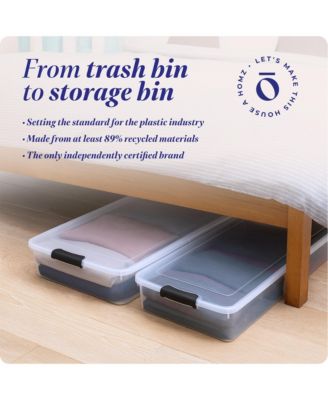 60 Quart Underbed Storage Container Bins with Latching Lid, Clear (2 Pack