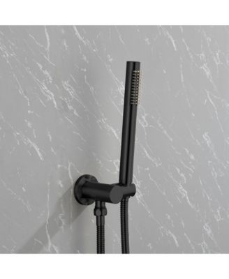 Wall Mounted Shower Faucet Set with High Pressure 10&amp;quot; Stainless Steel Rain Shower 2 Way Pressure Balance Shower Valve Kit, Black