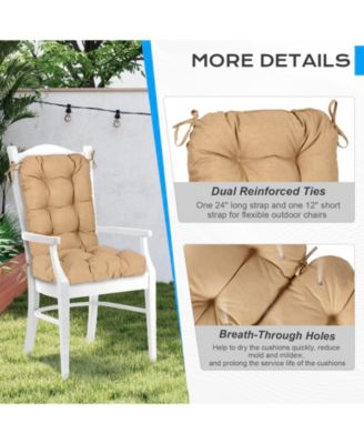 Outdoor 42"x 20" x5" Tufted Back Cushions Patio Replacement Chair Cushion with Ties, Water and Fade Resistant for All Weather, Set of 2