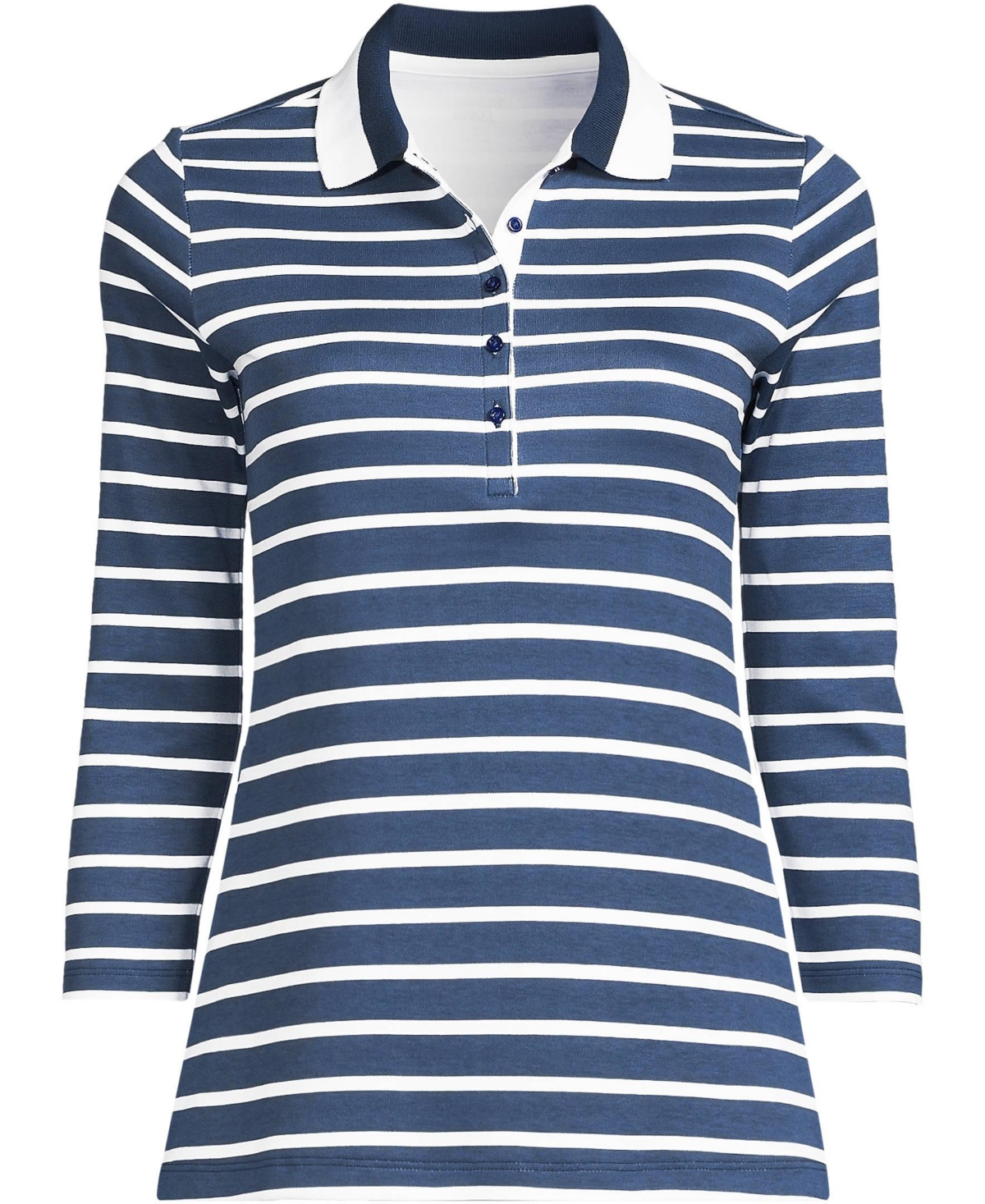 Lands' End Women's Petite 3/4 Sleeve Supima Cotton Polo Shirt