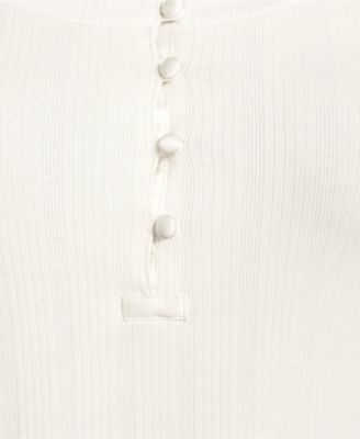 Women's Plus Size 3/4 Sleeve Variegated Micro Rib Henley