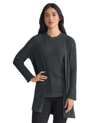 Jones New York - Women's Sutton Open Front Long Sleeve Cardigan Sweater