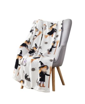 Ultra Soft Plush Halloween Friendly Witches & Bats Throw, 50" x 70"
