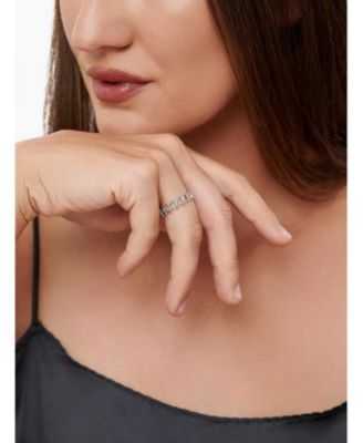 Open Heart Ring in Rhodium Plated Sterling Silver, Size 9