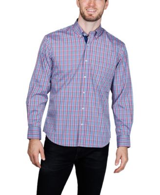 Men's Multi Check Printed Performance Long Sleeve Shirt