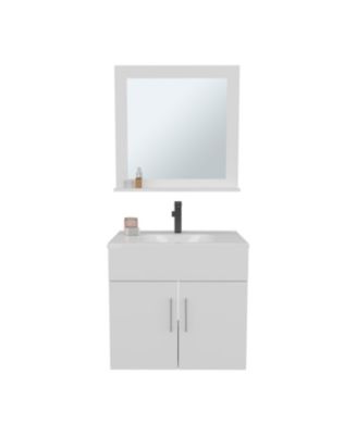 Jette 2-Door 1-Shelf Vanity Sink and Mirror Bathroom Set