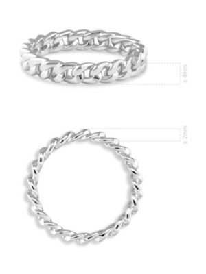Cuban Link Ring in Rhodium Plated Sterling Silver, Size 7