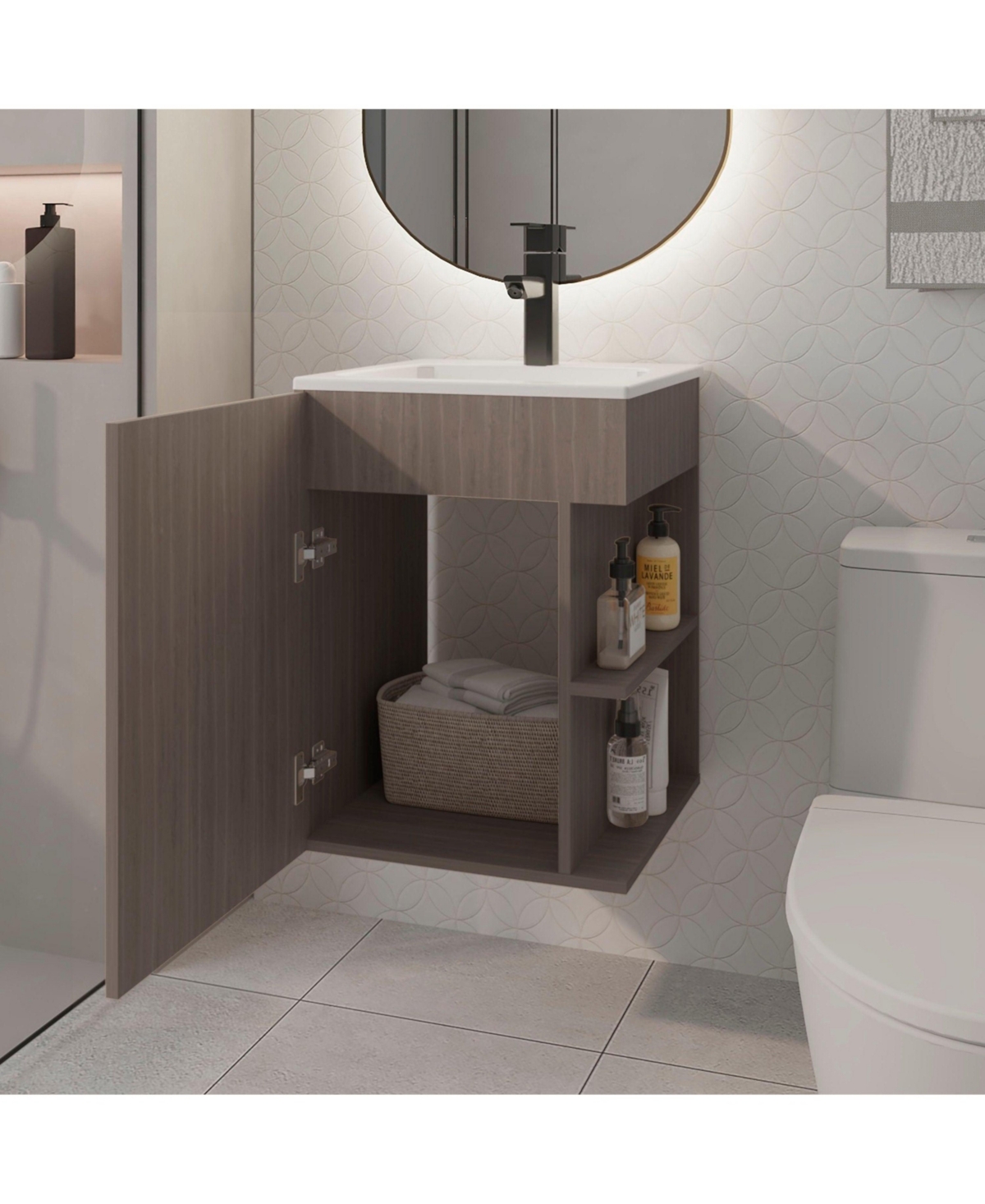 Depot E-Shop Froid Bathroom Vanity, 1 Door, 3 shelves