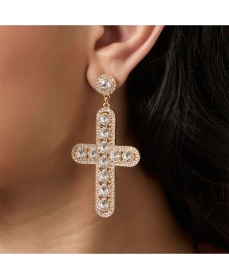 Crystal Cross Drop Earrings