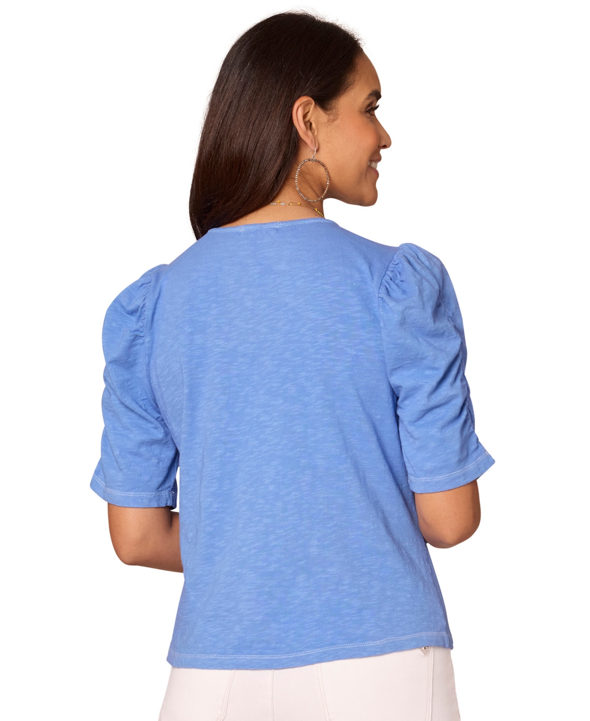 Democracy Women's Petite V-neck Top In Blue