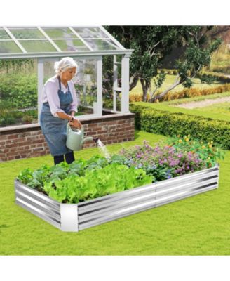 2PCS Galvanized Raised Garden Bed Elevated Rectangle Plant Box 8 x 4 x 1FT